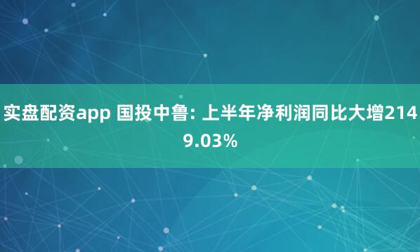 实盘配资app 国投中鲁: 上半年净利润同比大增2149.03%