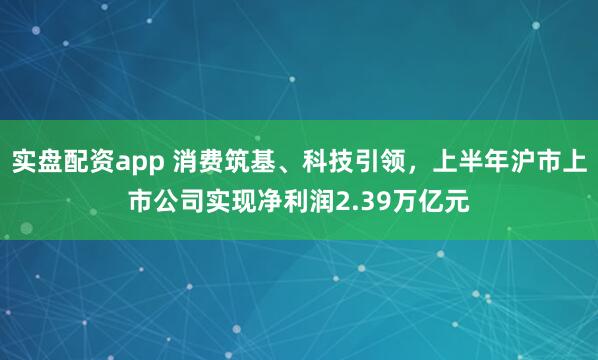 实盘配资app 消费筑基、科技引领，上半年沪市上市公司实现净利润2.39万亿元